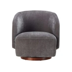 Elliot Swivel Armchair In Coal Amigo Dark Grey Fabric
