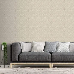 Wood Grain Geo Neutral Gold Wallpaper