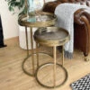 Libra Vienna Atlas Set Of 2 Side Tables In Antique Gold