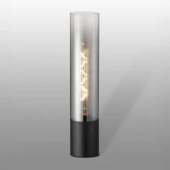 Cuba Satin Black & Smoke Table Lamp