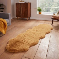 Super Teddy Mustard Double Sheepskin Rug