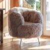 Cream Sheepskin Fur Accent Chair