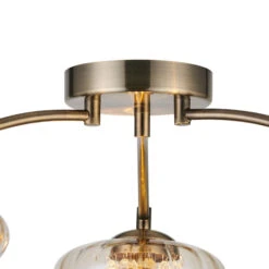 Jamie Antique Brass & Cognac 3 Light Flush Ceiling Light -Housingunits 28868e2ee41ae1f48eb6bd0da0702c38