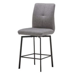 Cabley Swivel Counter Bar Stool In Light Grey Fabric