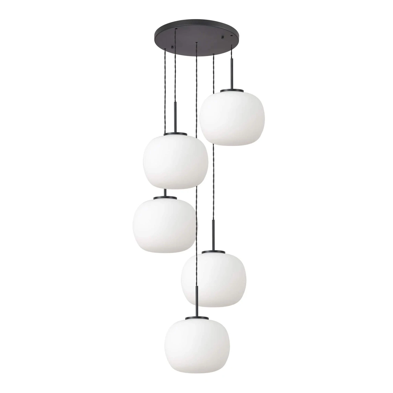 Henrik Matt Black & Frosted White Glass 5 Light Pendant 2 Henrik Matt Black & Frosted White Glass 5 Light Pendant - Image 2