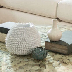 White Hand Made Sea Urchin Vase