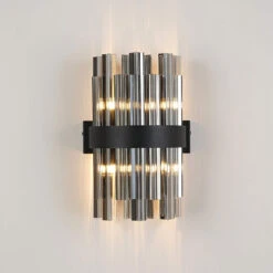 Azio Satin Black & Smoked Wall Light