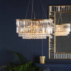 Laura Ashley Rhosill Matt Gold & Crystal 4 Light Pendant