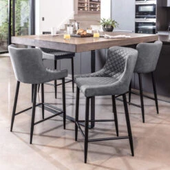 Toby Grey Faux Leather Counter Bar Stool