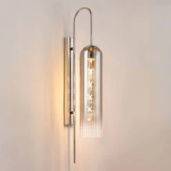 Ariah Nickel & Smoke Fade Curved Wall Light