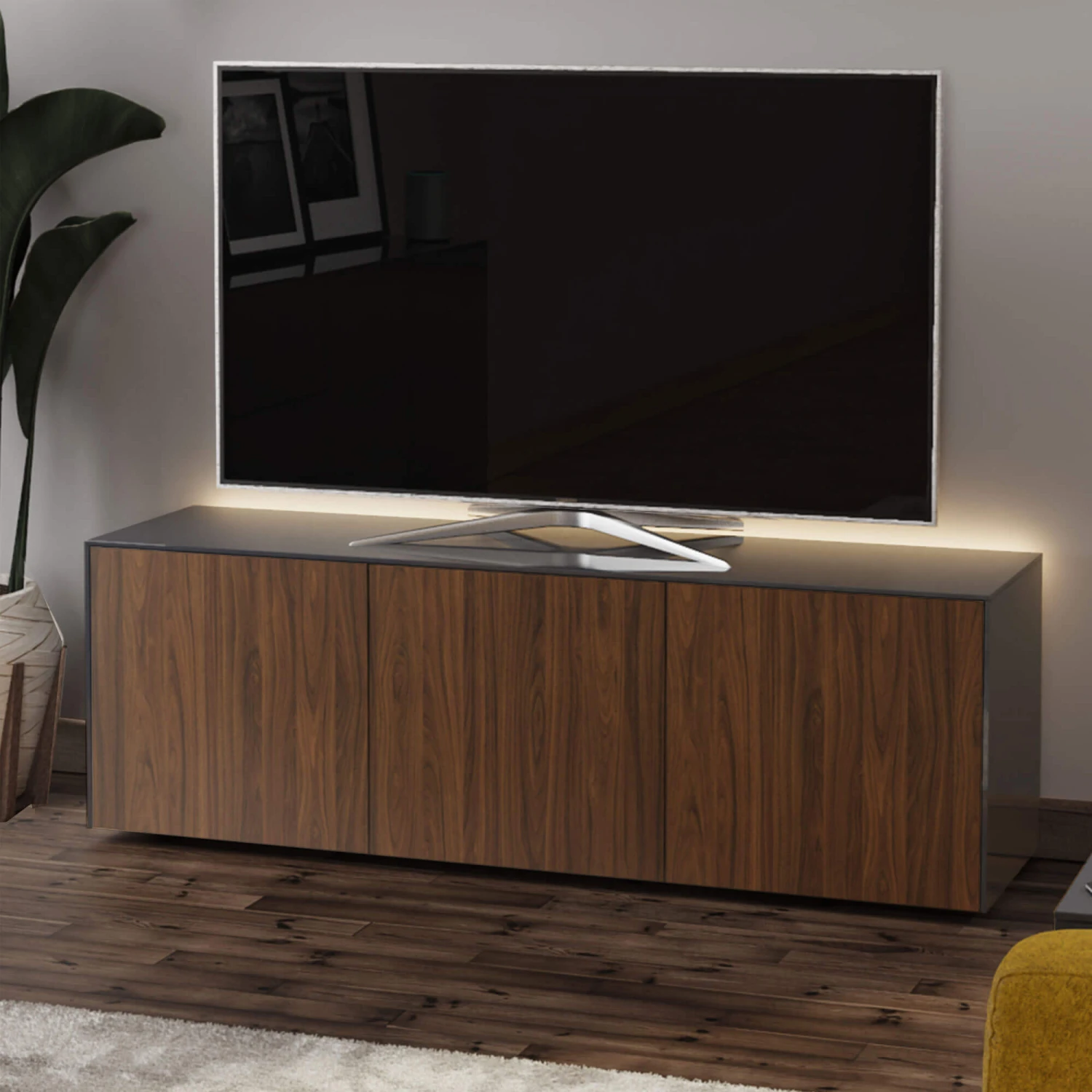 Frank Olsen Intelligent 150cm Grey Gloss & Walnut TV Unit 1 Frank Olsen Intelligent 150cm Grey Gloss & Walnut TV Unit