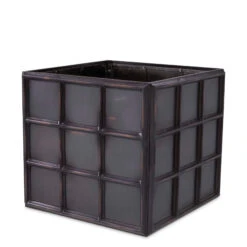 Eichholtz Medium Grid Antique Bronze Finish Planter