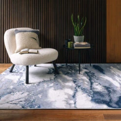 Aurora Storm Metallic Blue 200cm X 290cm Rug
