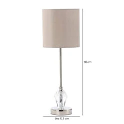 Chrome & Crystal Tear Table Lamp With Taupe Faux Silk Shade -Housingunits 2eb04466ded3f1f036de91989964e763