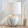 Grey Stone Ceramic Table Lamp With White Shade