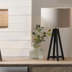 Whitby Matt Black Wood 4 Legged Table Lamp Base