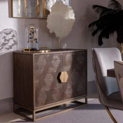 Olivia James Hemingway Mahogany Oak & Gold 2 Door Sideboard -Housingunits 33df261690a47b4e0ca104c5619f439b