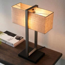 Squared Nickel Table Lamp With Natural Linen Shade -Housingunits 33f4b66ad0a0a23f1415c6e75eb87a62 1