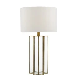 Osuna Natural Brass Glass Table Lamp & Ivory Shade