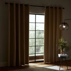 Faux Silk Champagne 66" X 54" Thermal Blackout Eyelet Curtains -Housingunits 35325c1bc94fba0fc3b7d1fd60b646bd