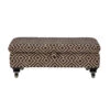 Lucinda Black & Natural Patterned Fabric Ottoman Legged Footstool