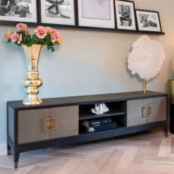 Stellar 4 Door Grey Shagreen TV Unit