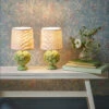 Laura Ashley Artichoke Green Set Of 2 Table Lamps With Natural Shade