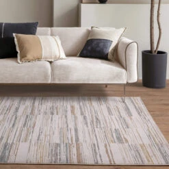 Anders Stripe Gold & Grey 120cm X 160cm Rug