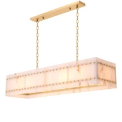 Eichholtz Ruby Alabaster Antique Brass Rectangular Chandelier