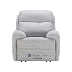 G Plan Hardy Grey Fabric Heated Power Recliner Armchair With Headrest & Lumbar