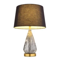 Pisa Grey Marbled Table Lamp With Black Shade -Housingunits 3913b0b6cbb417647218a88a9319ccb3