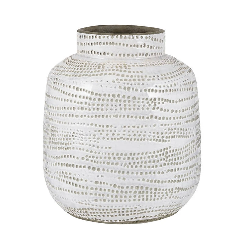 Alina White Dotted Terracotta Vase 2 Alina White Dotted Terracotta Vase - Image 2