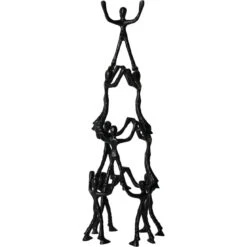 Tower Of Humans Black Sculpture