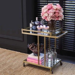 Eichholtz Beverley Hills Burshed Brass Finish Trolley