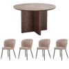 Rosetta 120cm Bursa Wood Dining Table With 4 Sandy Desert Dining Chairs