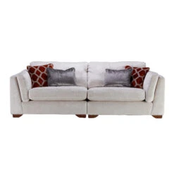 Mackenzie Ivory Chevron Textured Fabric 4 Seater Sofa