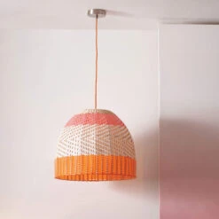 Designers Guild Brera Pimento Orange Rattan Pendant Light