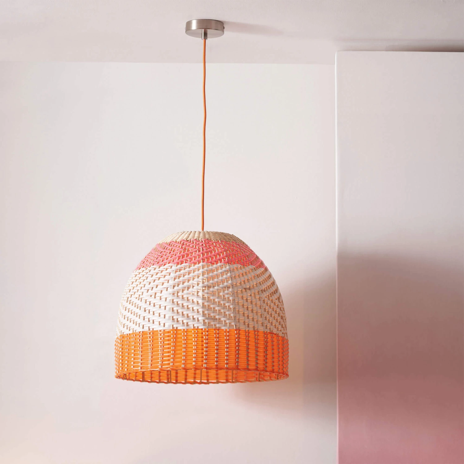 Designers Guild Brera Pimento Orange Rattan Pendant Light 1 Designers Guild Brera Pimento Orange Rattan Pendant Light
