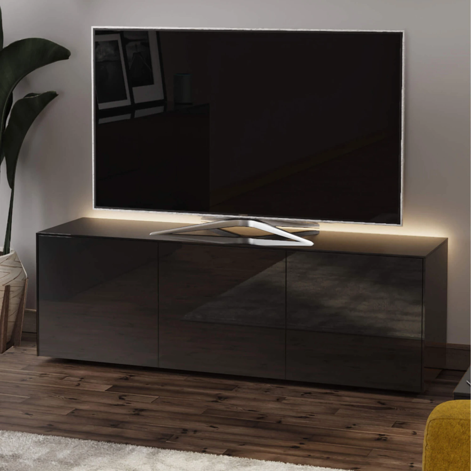 Frank Olsen Intelligent 150cm Black Gloss TV Unit 1 Frank Olsen Intelligent 150cm Black Gloss TV Unit