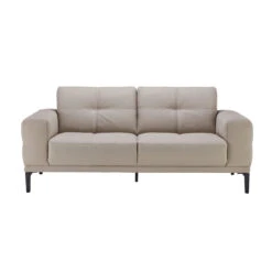 Natuzzi Editions Toledo Greige Leather 2 Seater Sofa