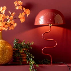 Twist Red Ochre Enamel Table Lamp