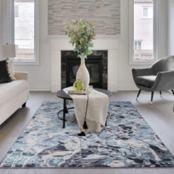Aurora Foam Metallic Blue Rug Collection