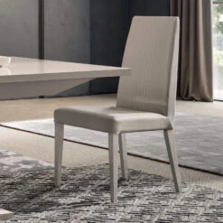 Caren High Gloss Pearl Line 160cm Extending Dining Table & 6 High-Back Faux Leather Chairs -Housingunits 41b204e9061de2ab3542374df4989ea5