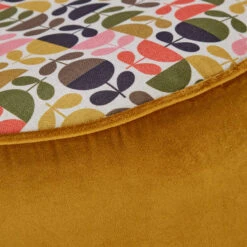 Orla Kiely Daisy Bandon Gold Large Footstool With Contrast Patterned Top -Housingunits 41bf460785a3b9c1d10c96b594734cdf
