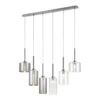 Delia Polished Chrome 6 Light Bar Pendant With Chrome & Clear Glass Shades