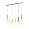 Delia Polished Chrome 6 Light Bar Pendant With Opal & Clear Glass Shades
