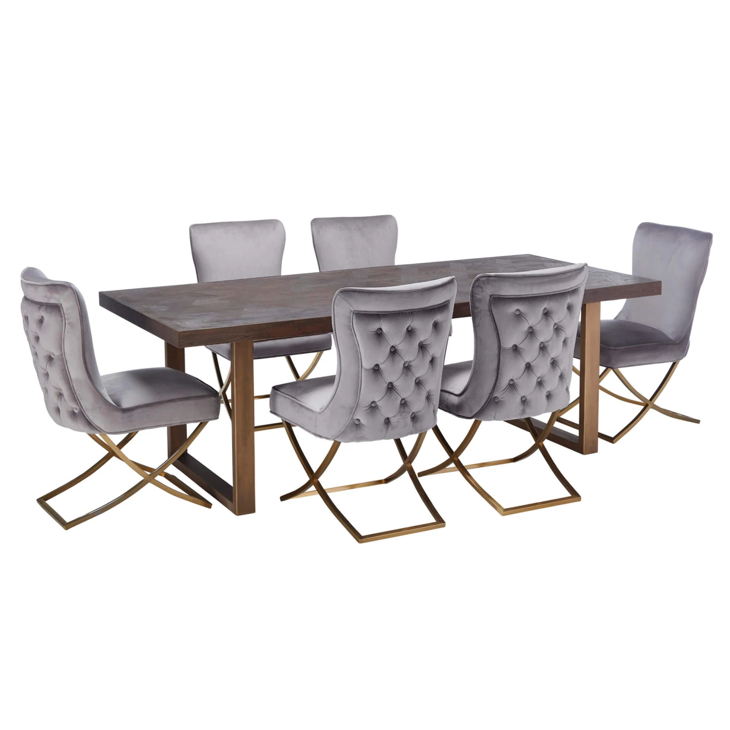 Olivia James Hemingway Grey Velvet Dining Chair With Brushed Gold Legs 7 Olivia James Hemingway Grey Velvet Dining Chair With Brushed Gold Legs - Image 7