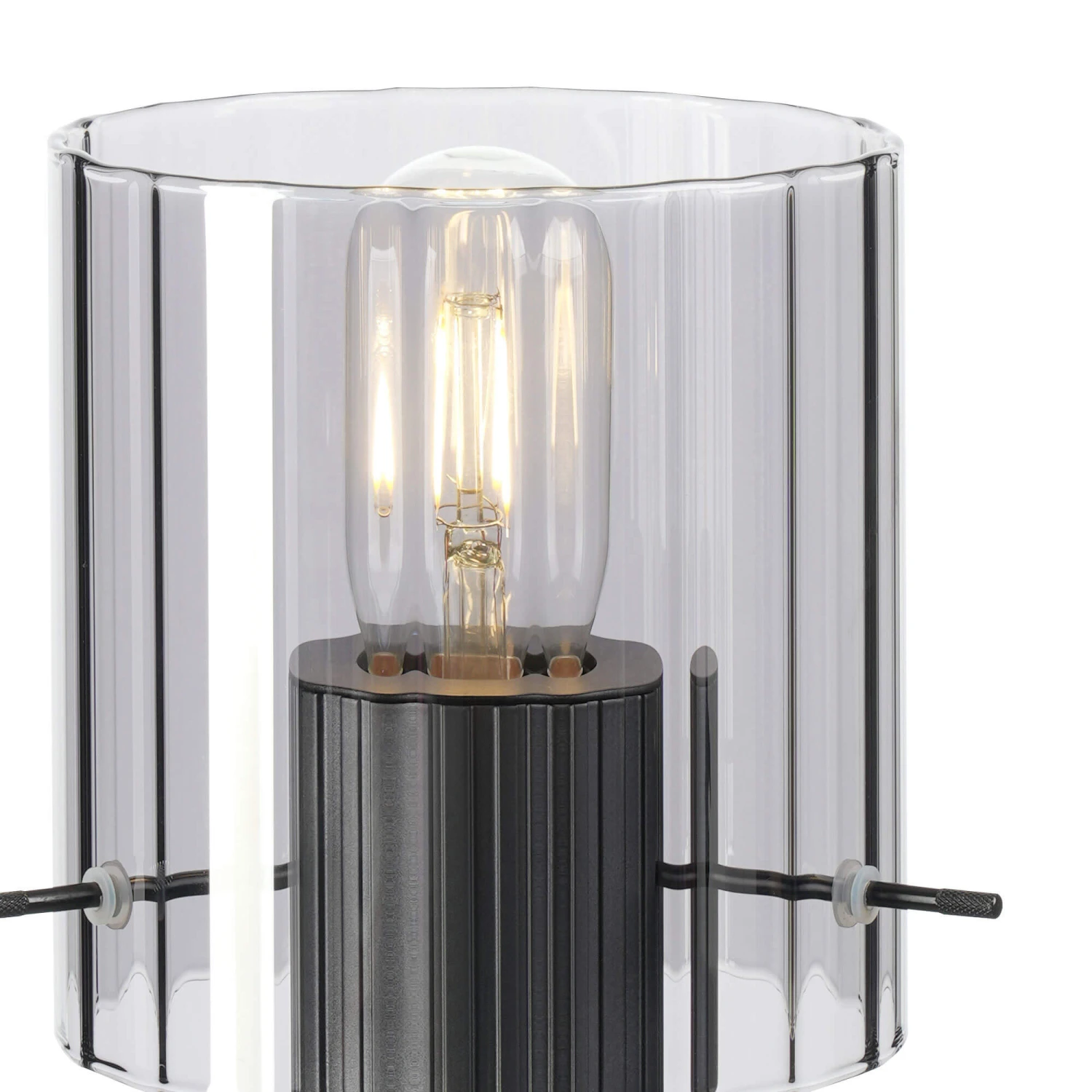 Lino Ribbed Dark Grey & Smoke Wide Line Table Lamp 4 Lino Ribbed Dark Grey & Smoke Wide Line Table Lamp - Image 4