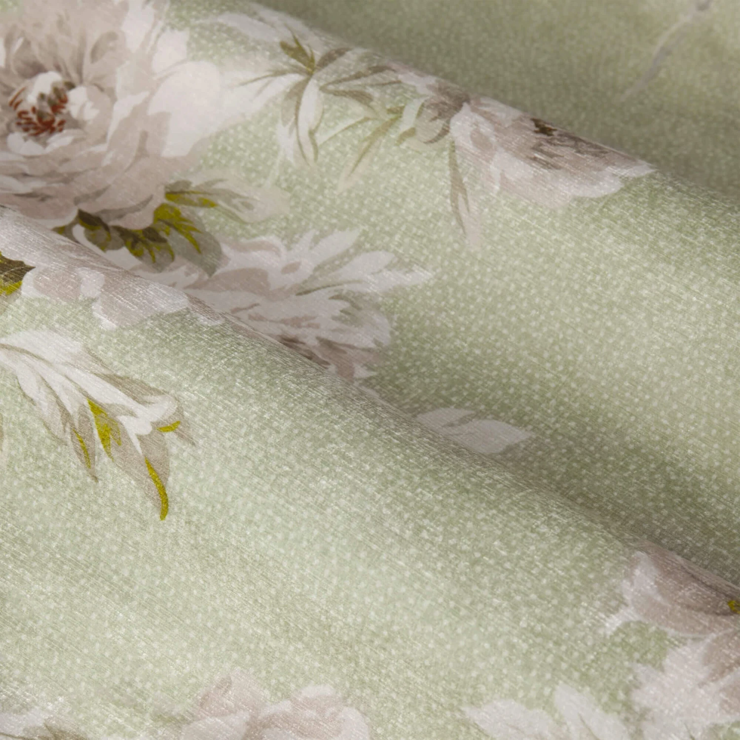 Adele Floral Sage Green Chenille Room Darkening Pencil Pleat 66" X 72" Curtains 4 Adele Floral Sage Green Chenille Room Darkening Pencil Pleat 66" X 72" Curtains - Image 4