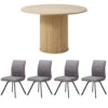 Annika 120cm Natural Dining Table And 4 Cabley Grey Dining Chairs